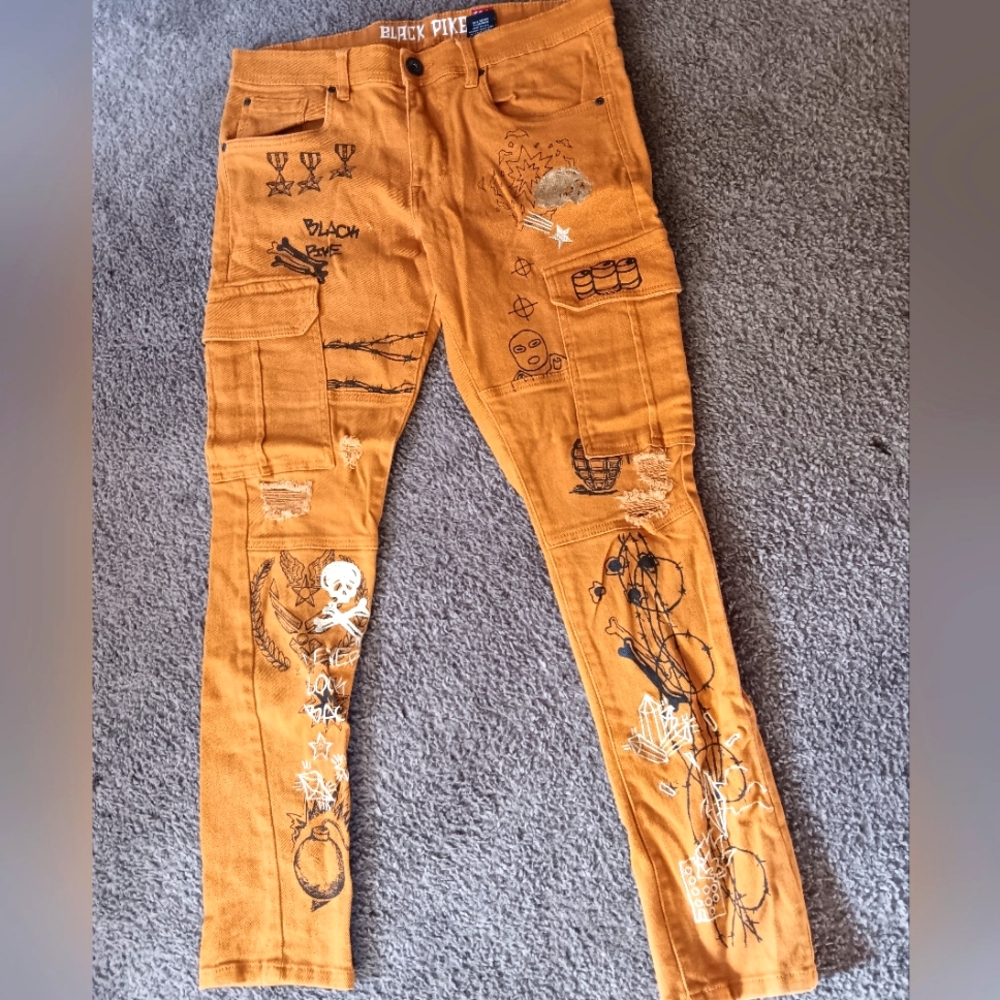 Black Pike mens cargo jeans Size 34W32L.